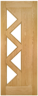 Internal Oak  Ely 5P (CLEAR GLASS) Pre-Finished Door
