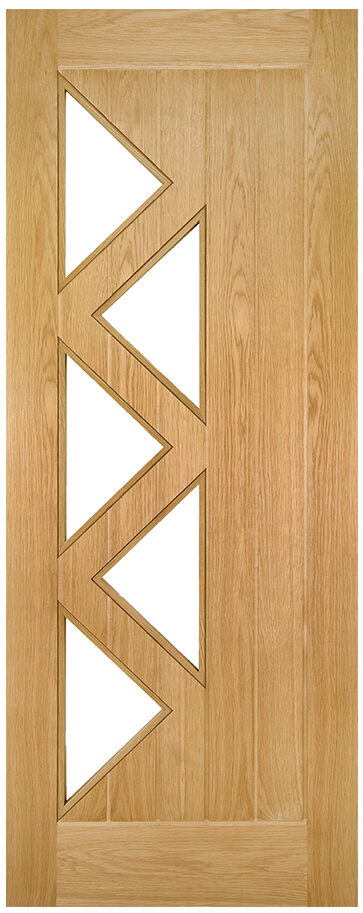 Internal Oak Ely 5P (CLEAR GLASS) Pre-Finished Door