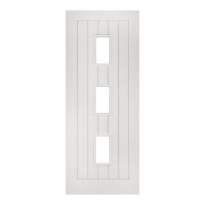 Internal White Primed Ely 3L (CLEAR GLASS) Solid Core Door