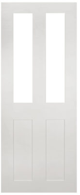Internal White Primed Solid Core Eton Smooth Finish (CLEAR GLASS) Door