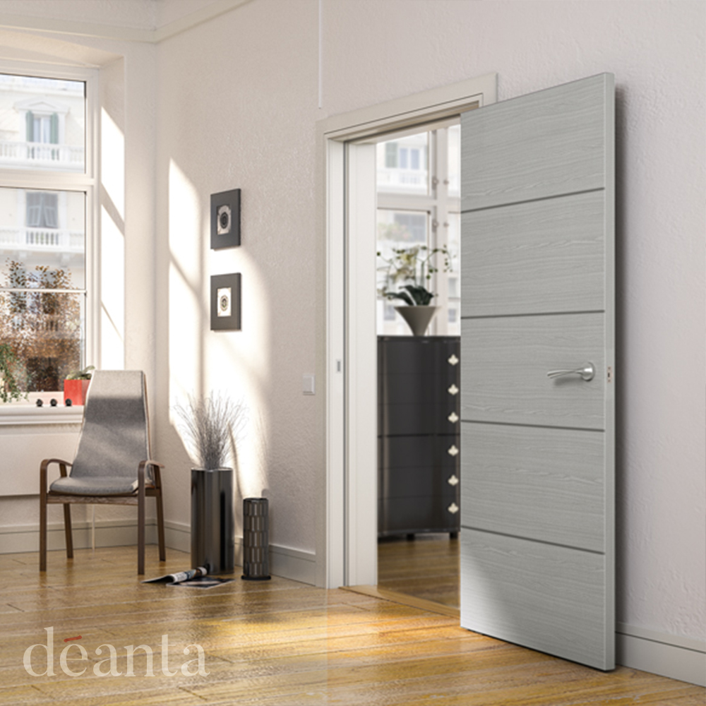 Internal Light Grey Ash with Horizontal Inlays Pre-Finished Solid Core Door - Image 2