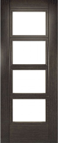 Internal Montreal Dark Grey Ash Veneer (CLEAR GLASS)Pre-Finished FD30 44mm Fire Door