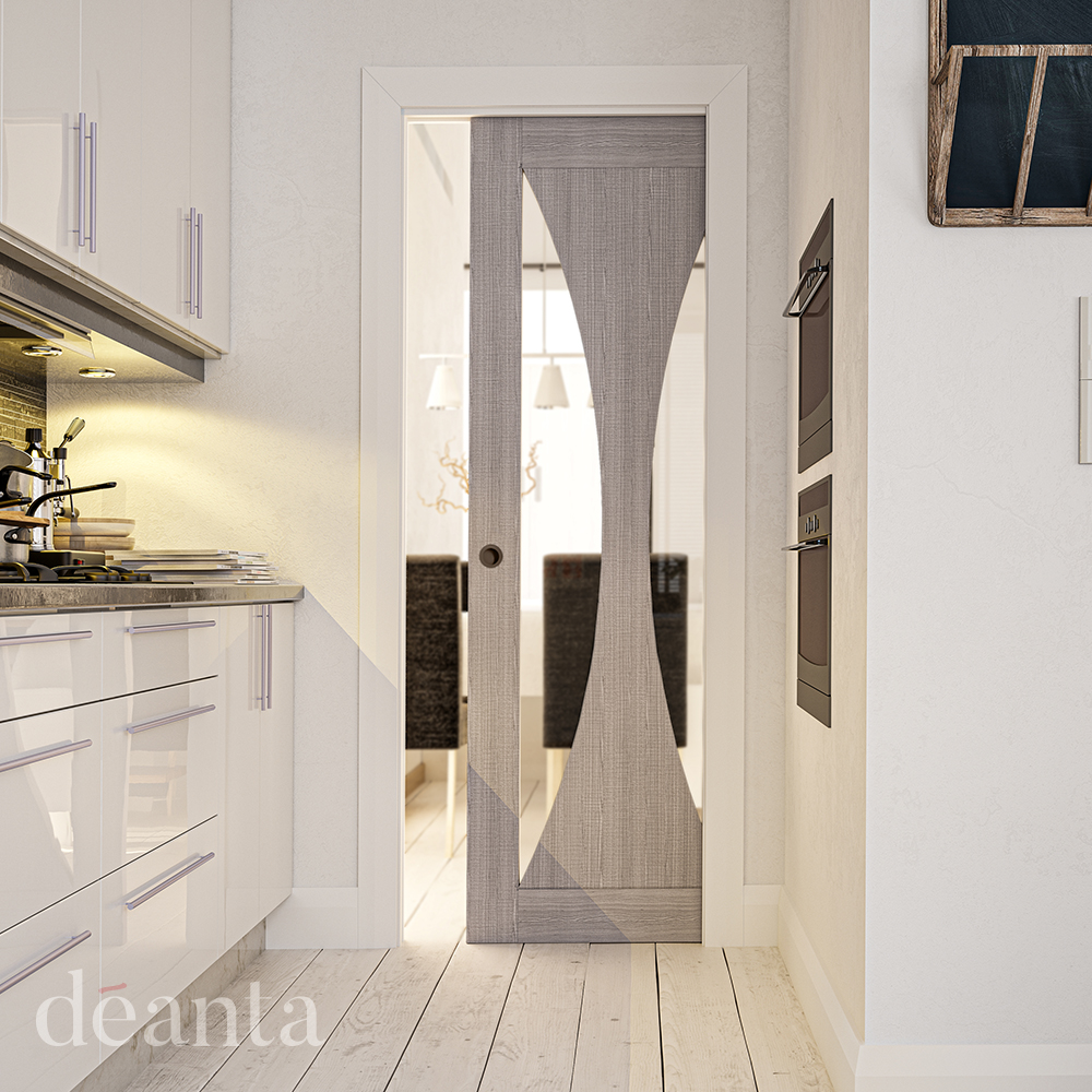 Internal Light Grey Ash Sorrento (CLEAR GLASS) Pre-Finished Door - Image 2