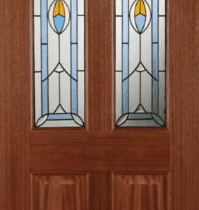 External Hardwood Edwardian (DECORATIVE GLASS) UN-FINISHED Blue Top Light Lead Door
