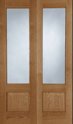 Internal Oak Chiswick (CLEAR BEVELLED EDGE GLASS) Rebated Pre-Finished Door Pair