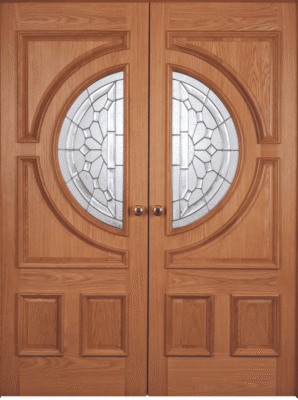 External Oak Un-Finished Rebated (Decorative Glass) Empress RM1S (LHPO) Door Pair