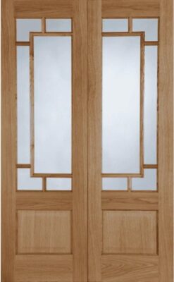 Internal Oak Orient (CLEAR BEVELLED EDGE GLASS) Rebated Pre-Finished Door Pair