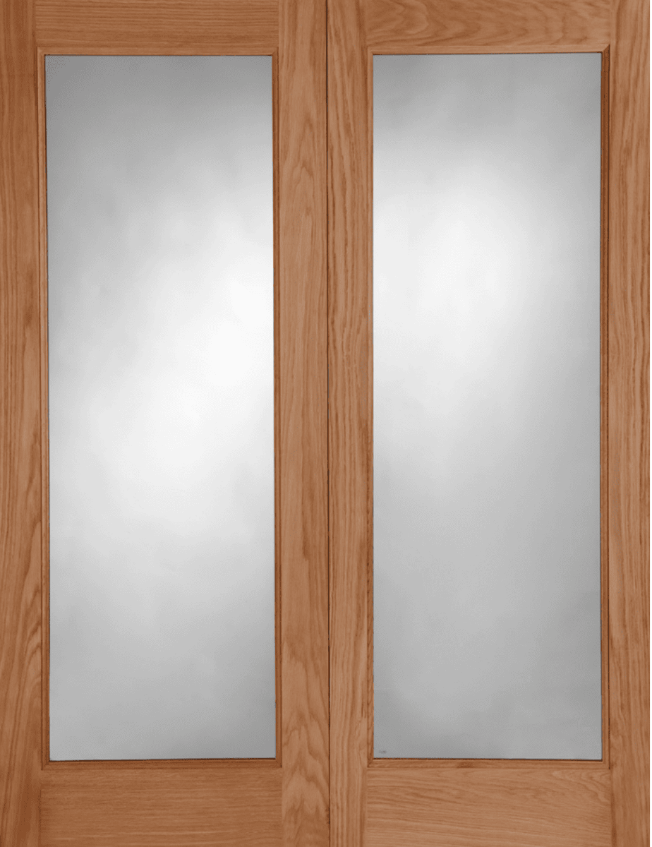 External Oak Un-Finished Rebated (CLEAR GLASS) Pattern 20 (RHPO) Door Pair