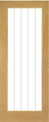 Internal Oak Chester Un-Finished (CLEAR GLASS GROOVED LINES) Door