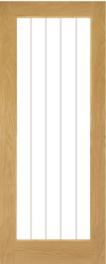 Internal Oak Chester Pre-Finished (CLEAR GLASS GROOVED LINES) Door