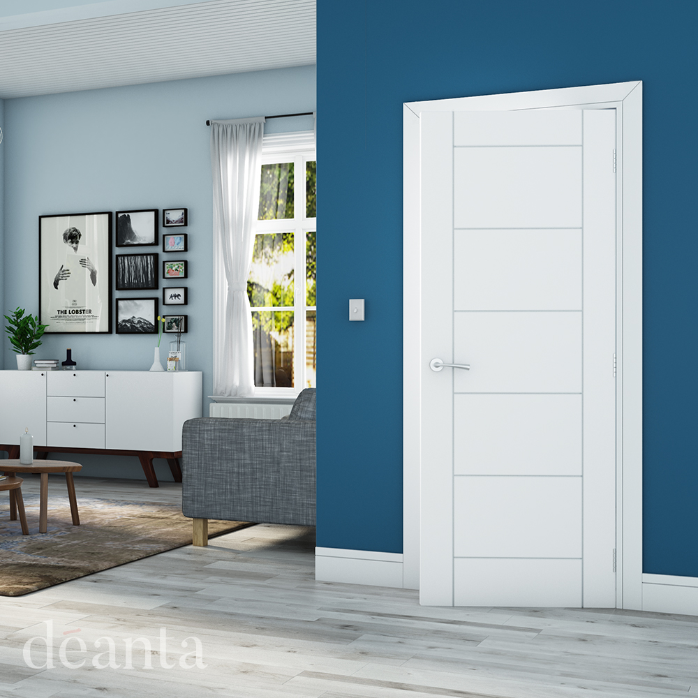 Internal White Primed Seville FD60 54mm Fire Door - Image 2