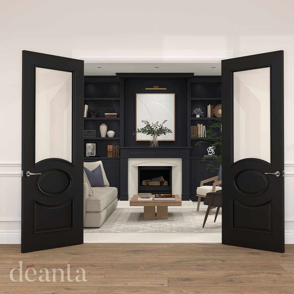 Internal Black Pre-Finished Solid Core Clarendon (CLEAR BEVELLED GLASS) Door - Image 2