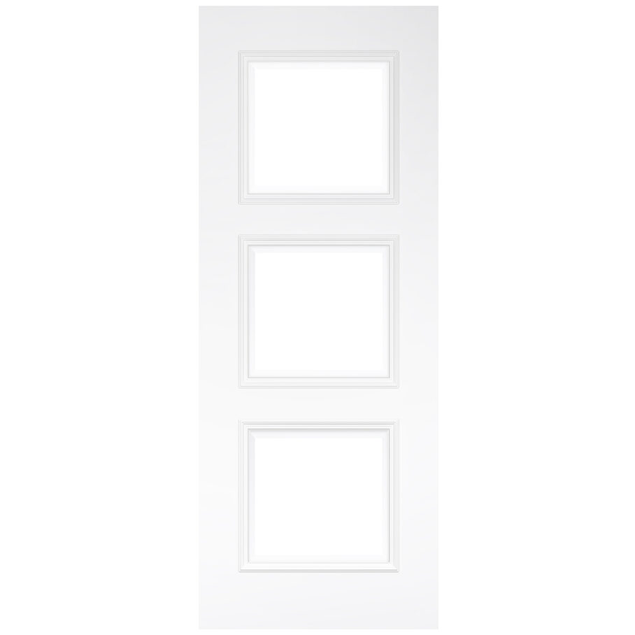 Internal White Primed Solid Core Trinity (CLEAR BEVELLED GLASS) Door