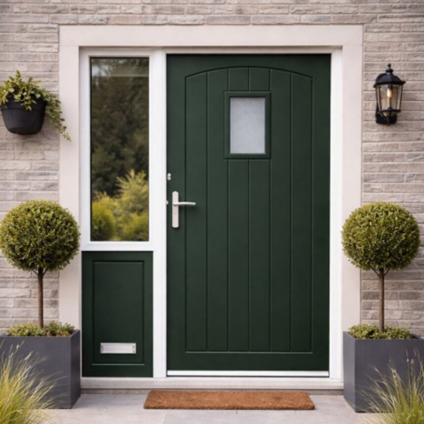 External Thermawood Grey Primed (OBSCURE GLASS) Devon Door - Image 3