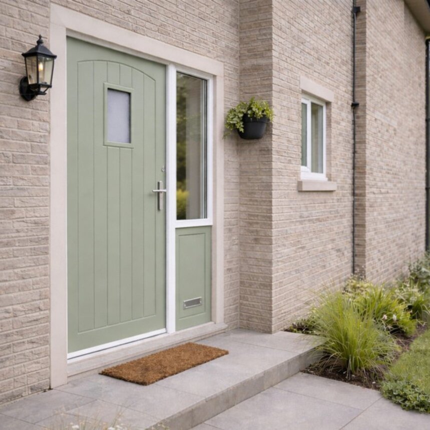 External Thermawood Grey Primed (OBSCURE GLASS) Devon Door - Image 2