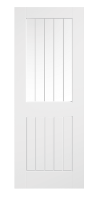Internal White Primed Moulded Smooth Cottage (CLEAR GLASS ETCHED LINES) Door